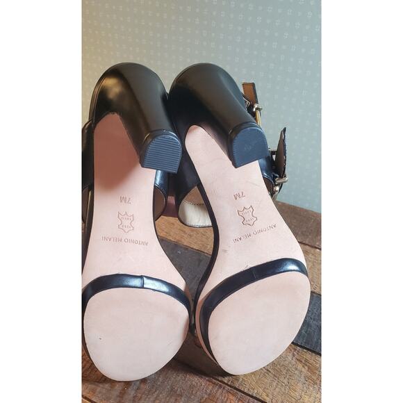 Antonio Melani Leopard Black Strappy Summer Fall Cocktail Block Heels Women Sz 7 - Picture 9 of 11